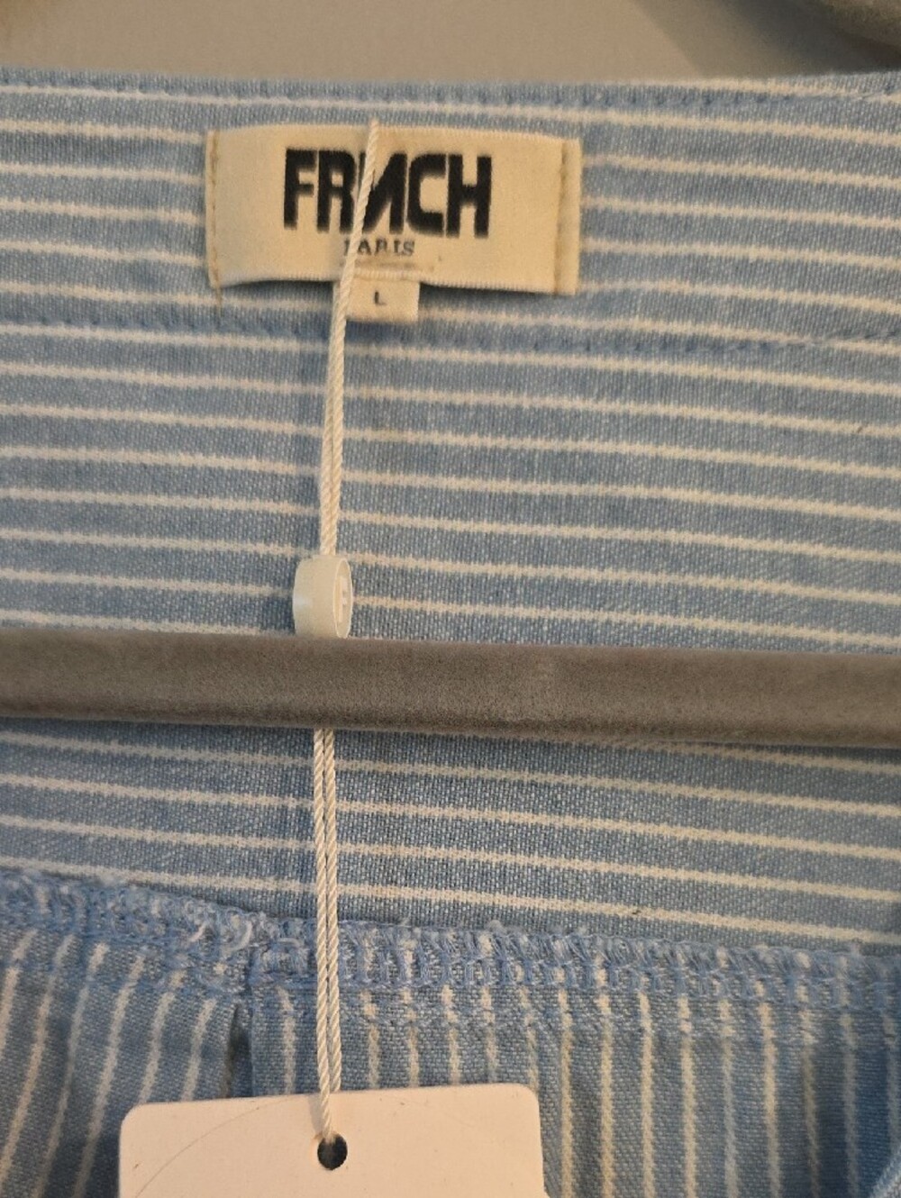FRNCH Light Blue and White Striped Button-Front Top - Picture 2 of 4